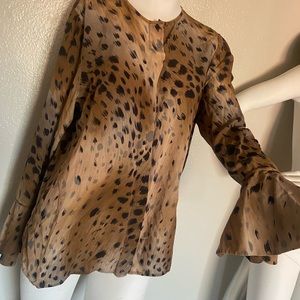 Leopard Lafayette 148 NY truffle blouse